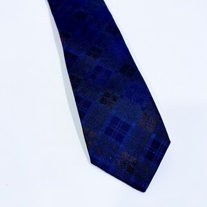 SIMONS Blue and brown plaid silk tie | Modern classic *
